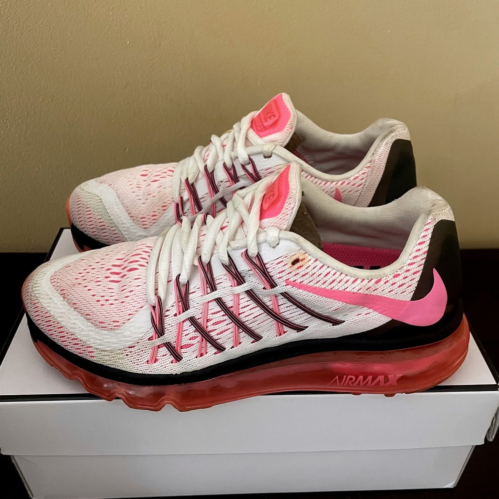 Nike Air Max 2015 Womens Running Shoes White Pink Black 698903-106 Size 6
